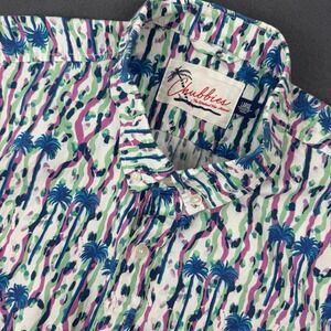 CHUBBIES Mens Short sleeve button down shirt 90's Palm Trees -‎ LARGE